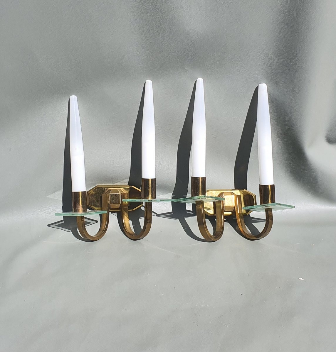 Paire appliques bronze art déco style Jacques Adnet. 
