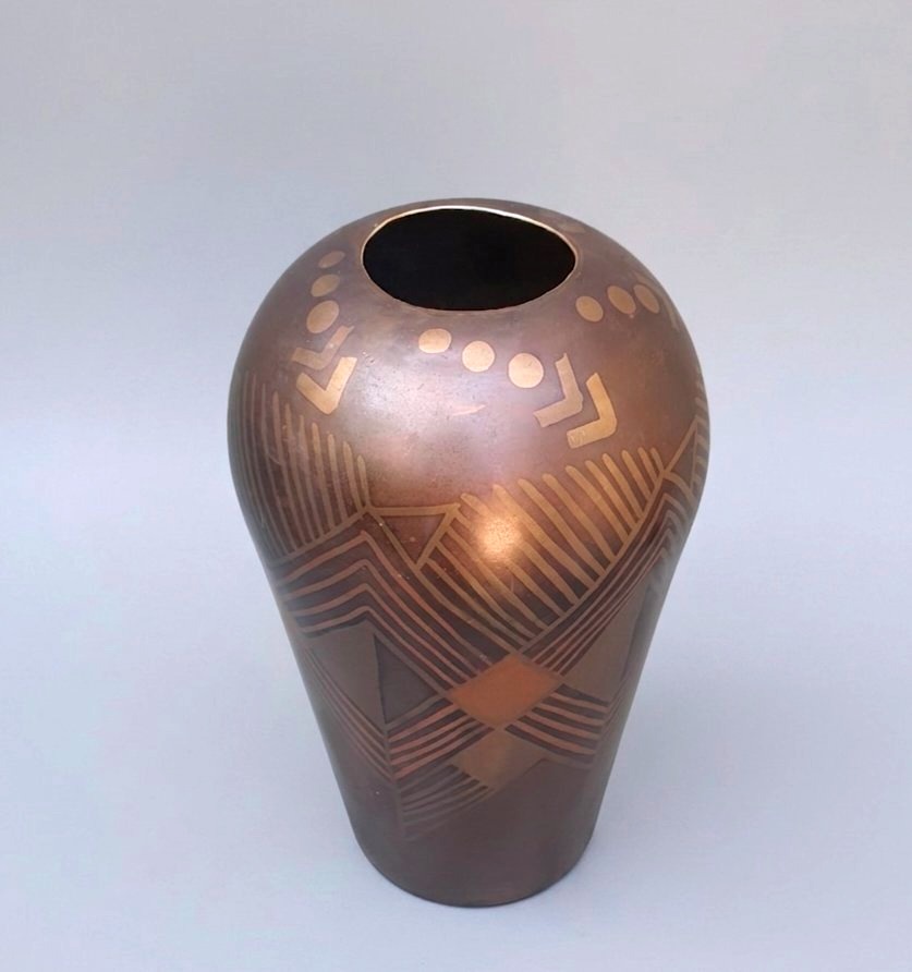 Grand vase art déco dinanderie era Dunand Christofle Linossier