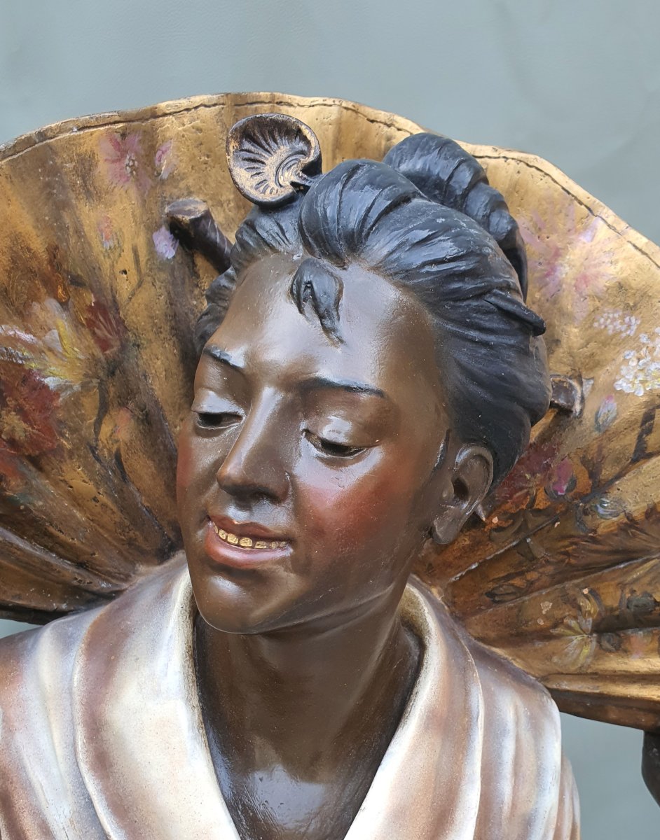 Orientalist Sculpted Bust, Terracotta, By Gustav Koening.-photo-4