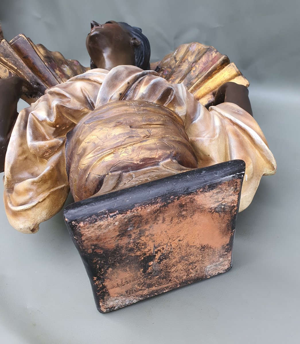 Orientalist Sculpted Bust, Terracotta, By Gustav Koening.-photo-4