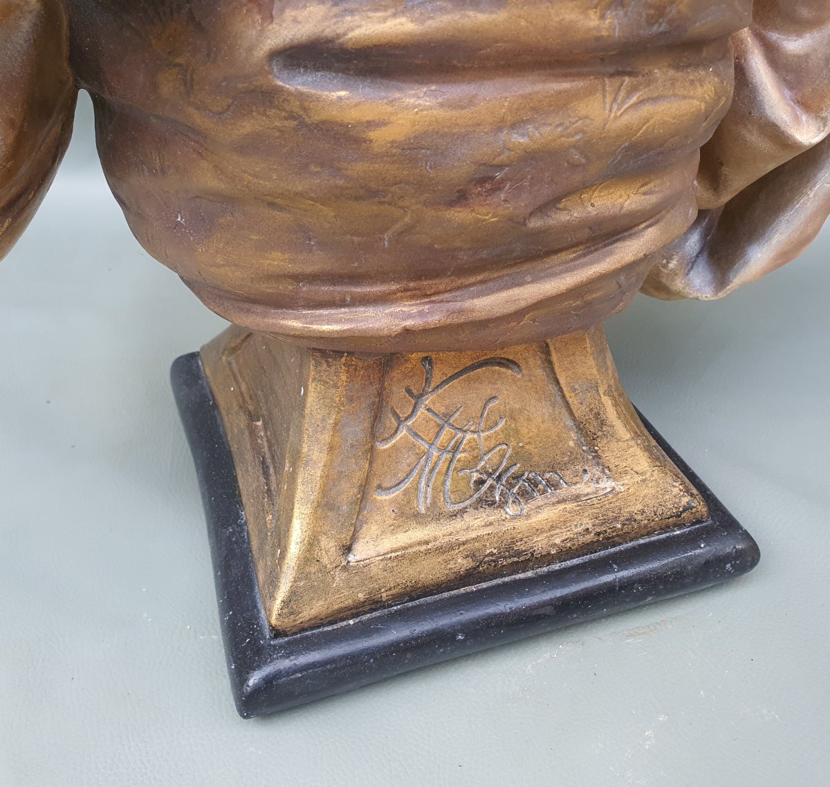Orientalist Sculpted Bust, Terracotta, By Gustav Koening.-photo-6