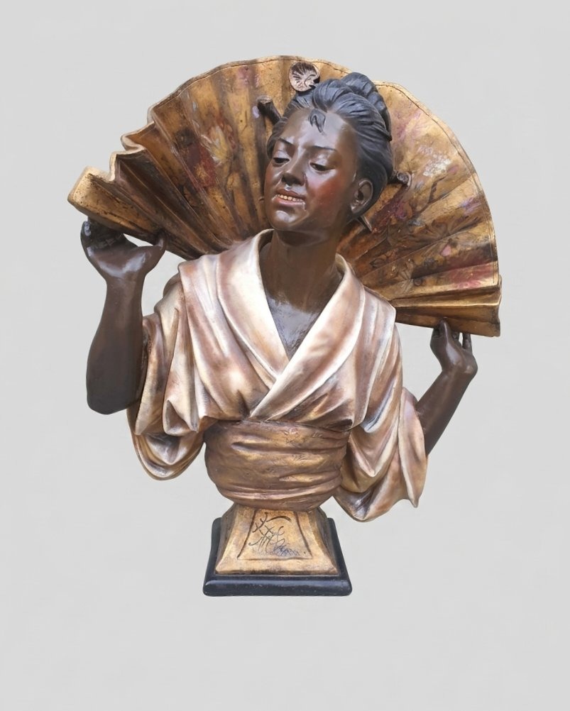 Orientalist Sculpted Bust, Terracotta, By Gustav Koening.