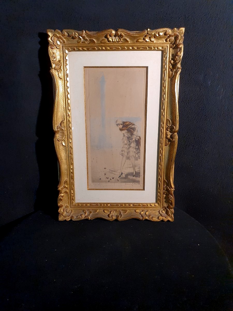 Tableau art déco  gravure épreuve d artiste, Louis Icart.-photo-2