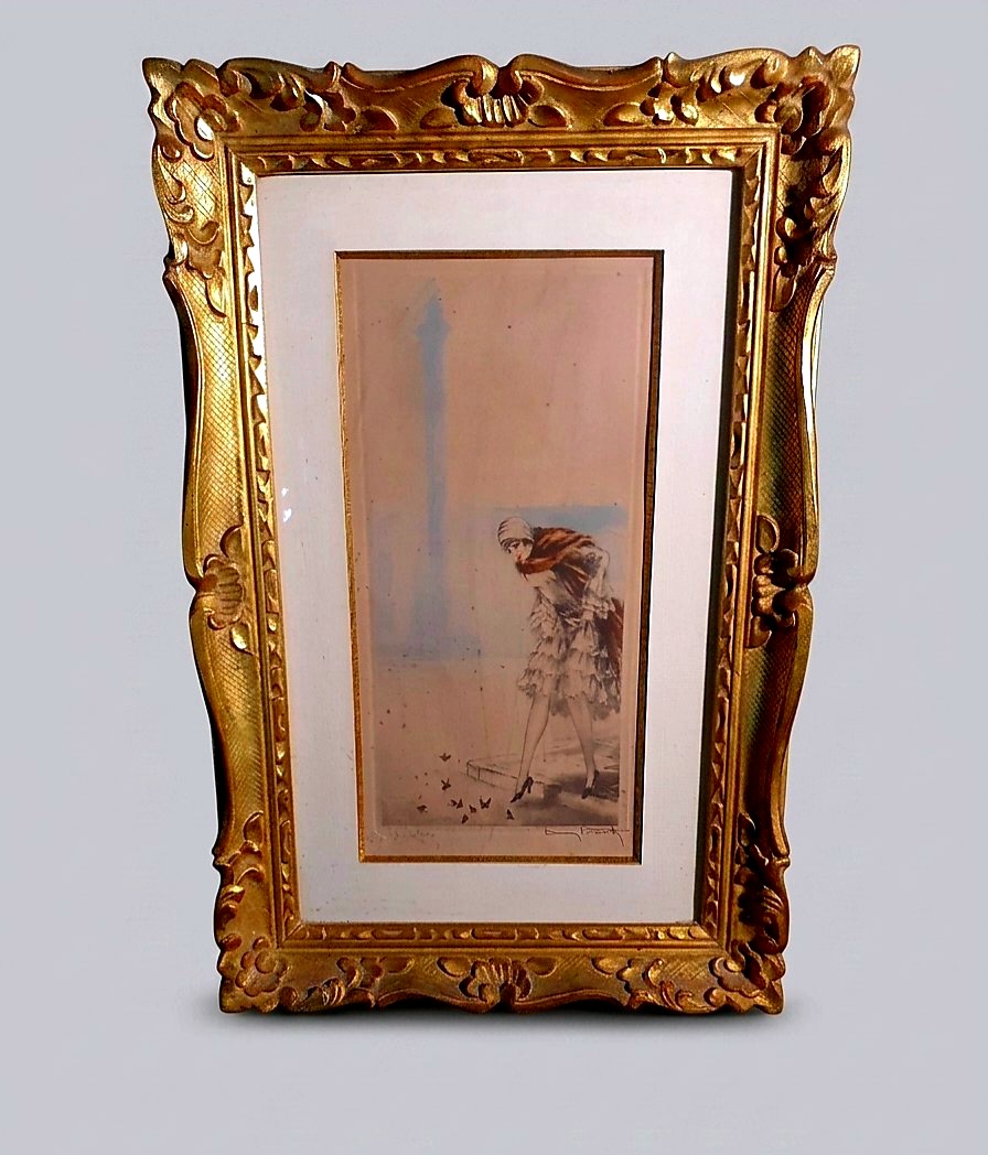 Tableau art déco  gravure épreuve d artiste, Louis Icart.