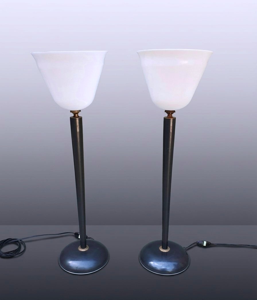 Pair Of Mazda-style Art Deco Lamps.