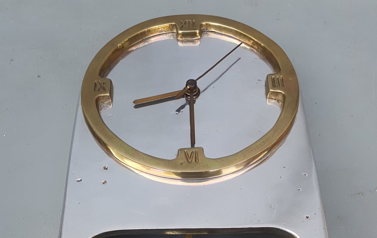 Vintage Brutalist Clock, Ardisur, In The Style Of David Marshall. -photo-5