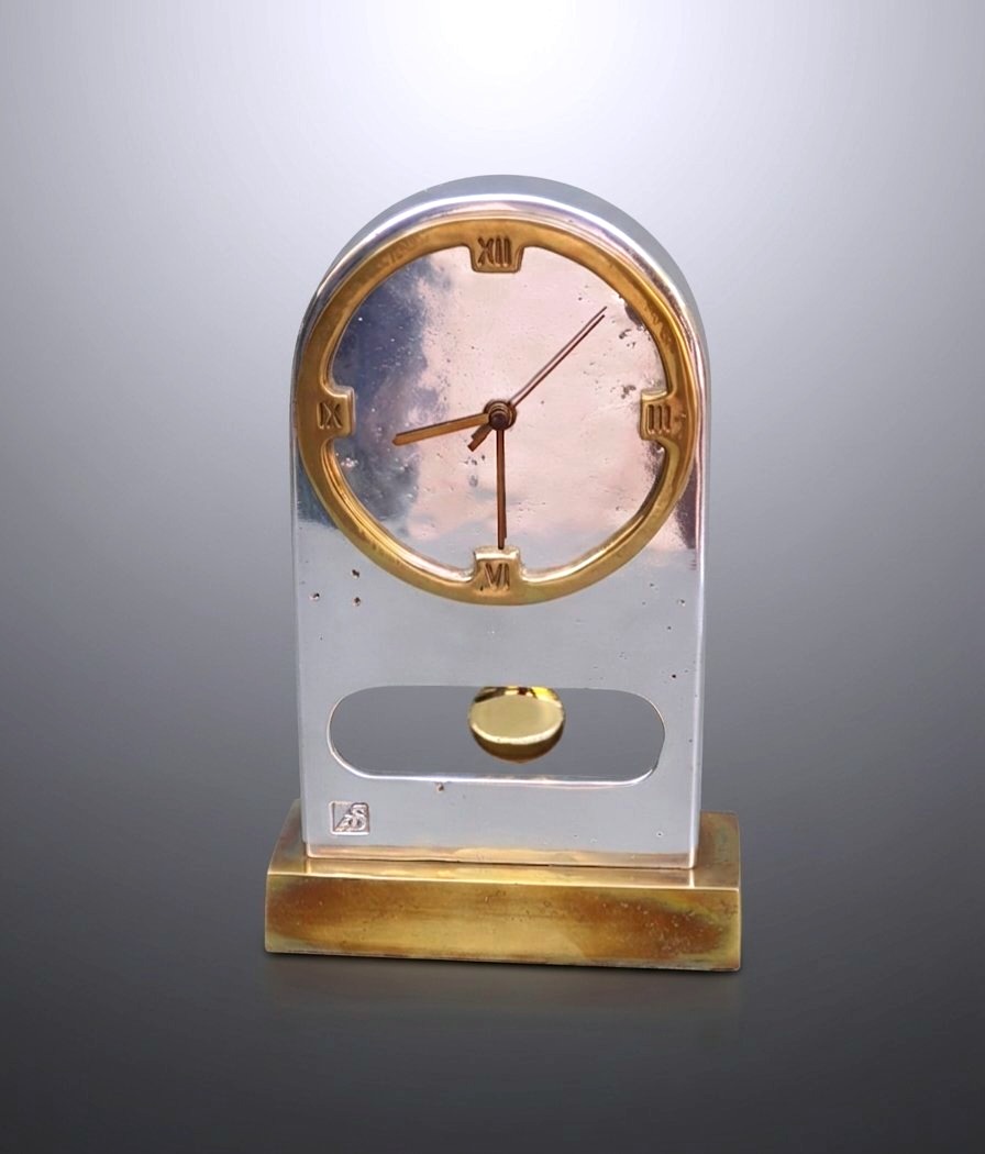 Vintage Brutalist Clock, Ardisur, In The Style Of David Marshall. 