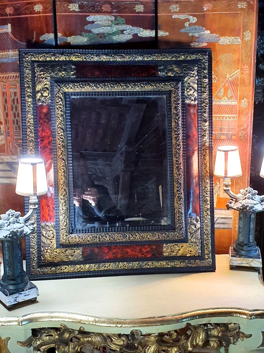 Louis XIV-style Tortoiseshell Mirror.-photo-2