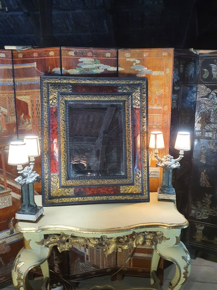 Louis XIV-style Tortoiseshell Mirror.-photo-4