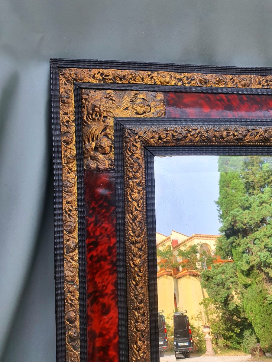 Louis XIV-style Tortoiseshell Mirror.-photo-2