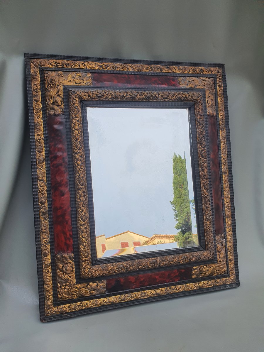 Louis XIV-style Tortoiseshell Mirror.-photo-4