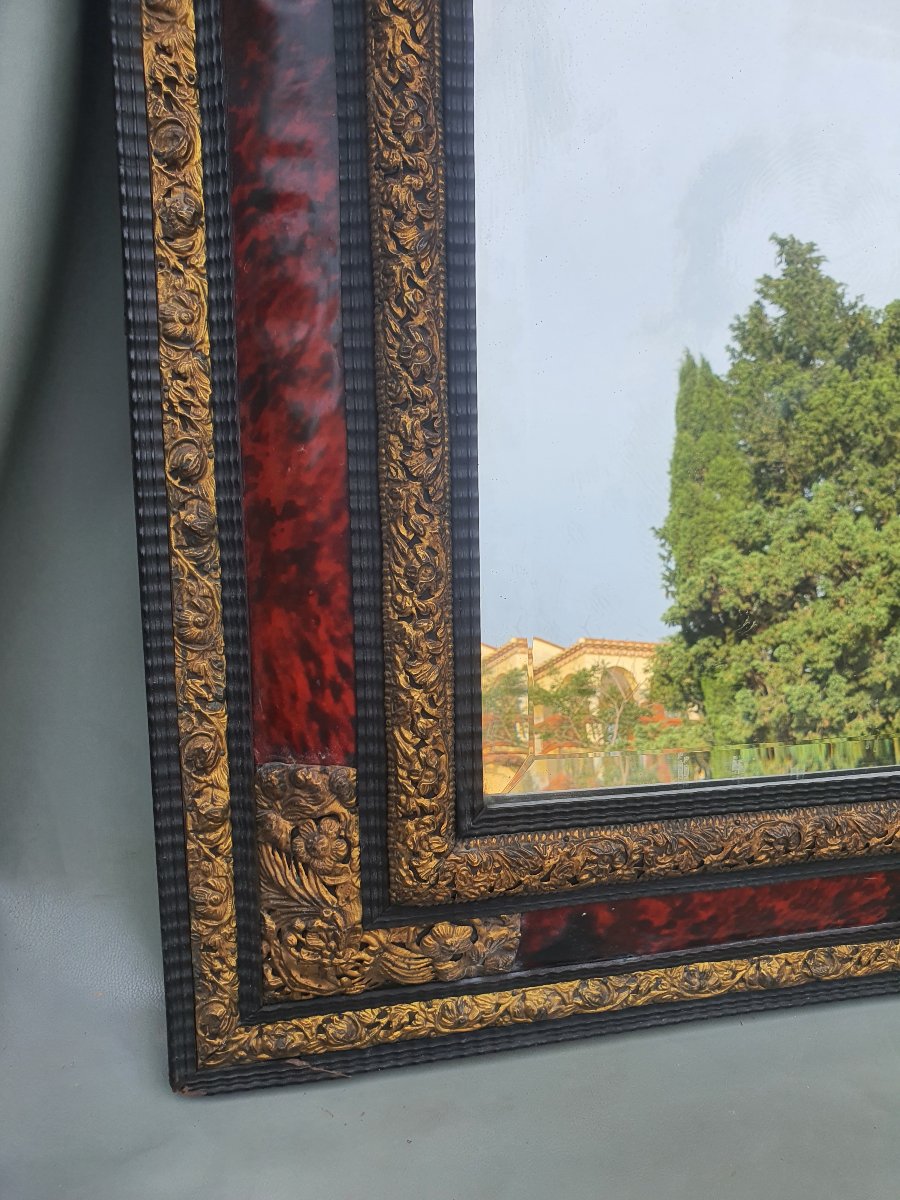 Louis XIV-style Tortoiseshell Mirror.-photo-5