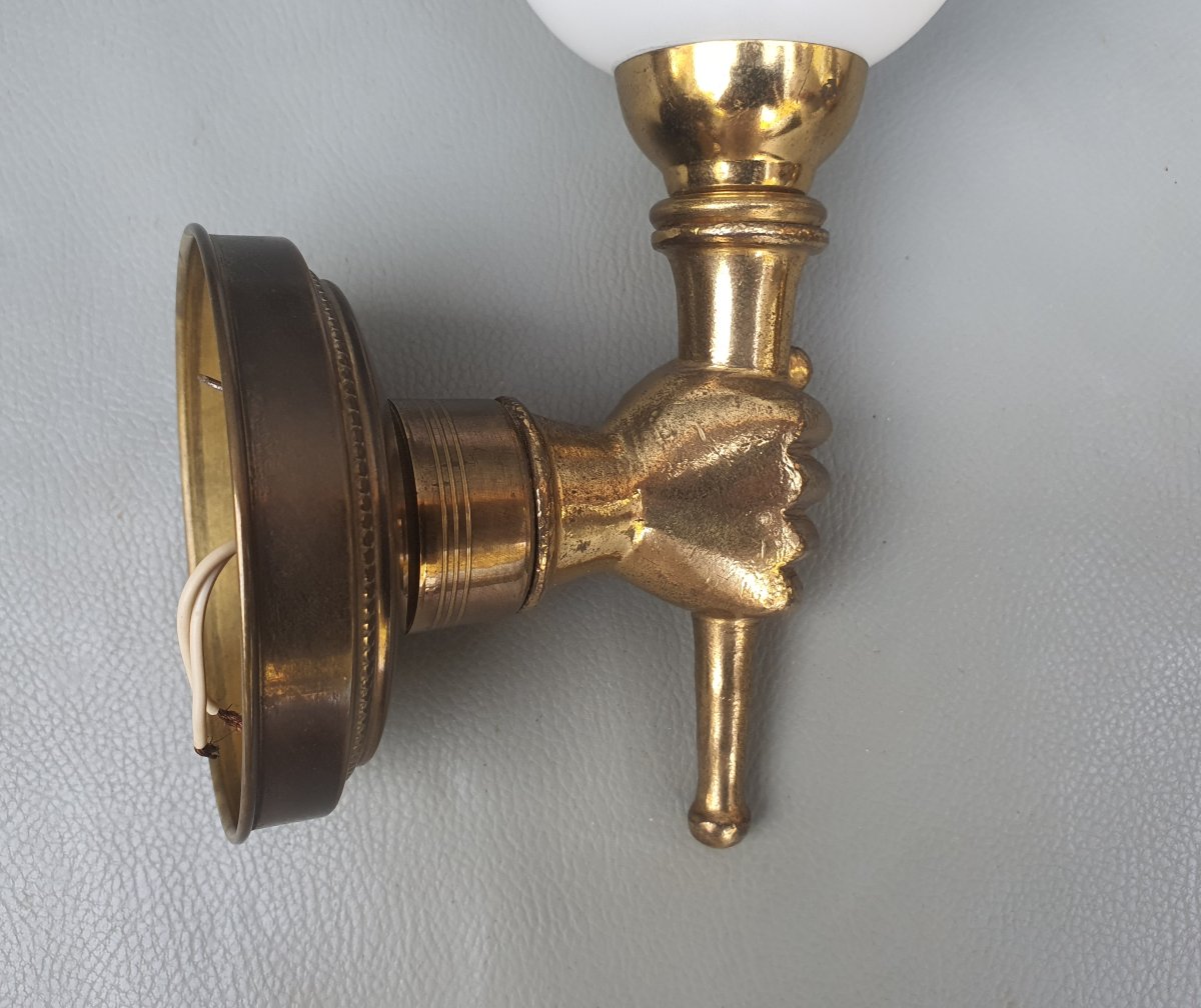 Paire d appliques mains bronze Maison Jansen. -photo-1