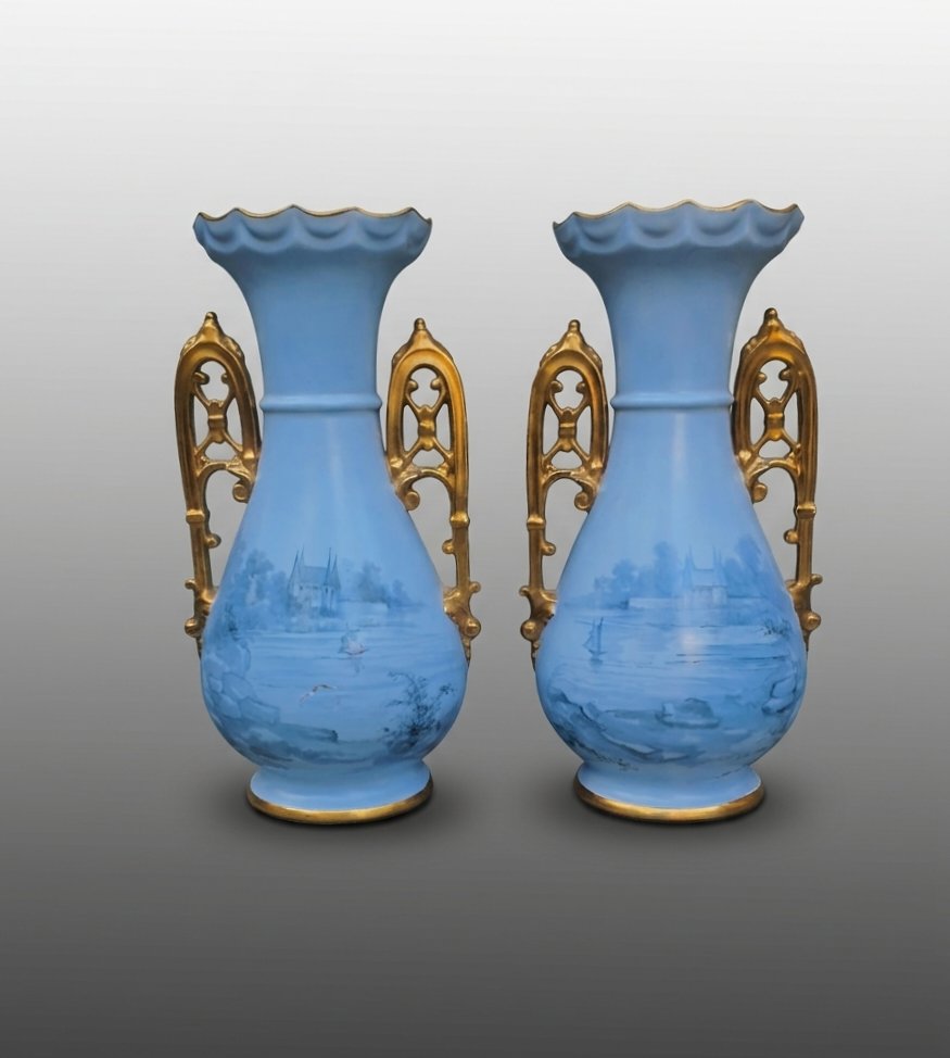 Paire de vases porcelaine XIX siècle -photo-2