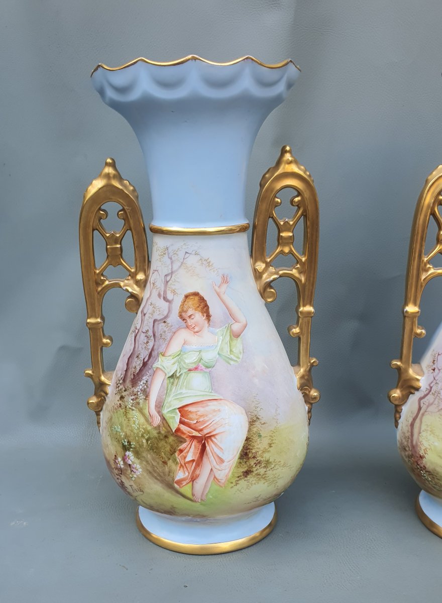 Paire de vases porcelaine XIX siècle -photo-4