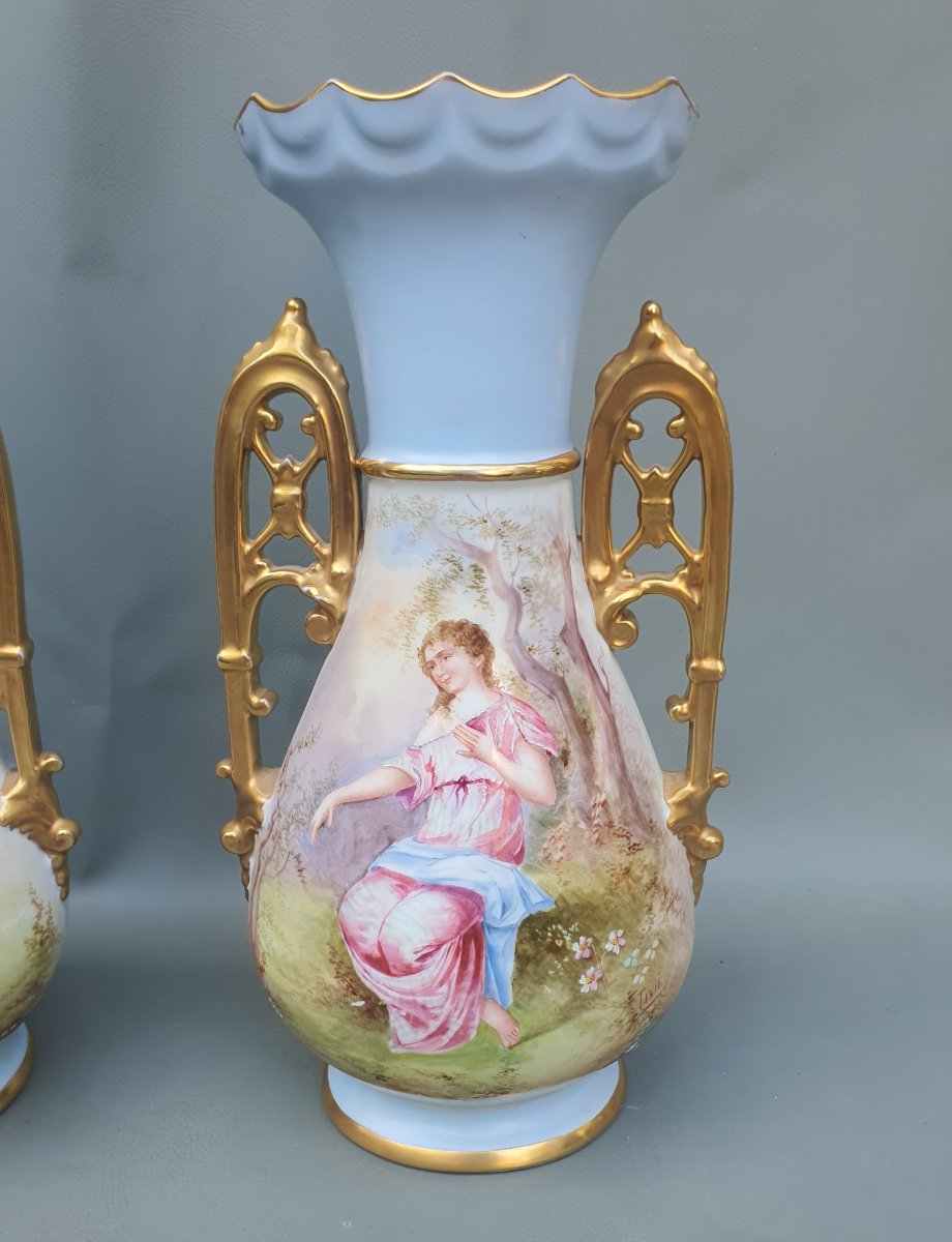 Paire de vases porcelaine XIX siècle -photo-1