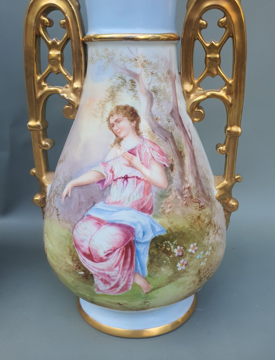Paire de vases porcelaine XIX siècle -photo-3