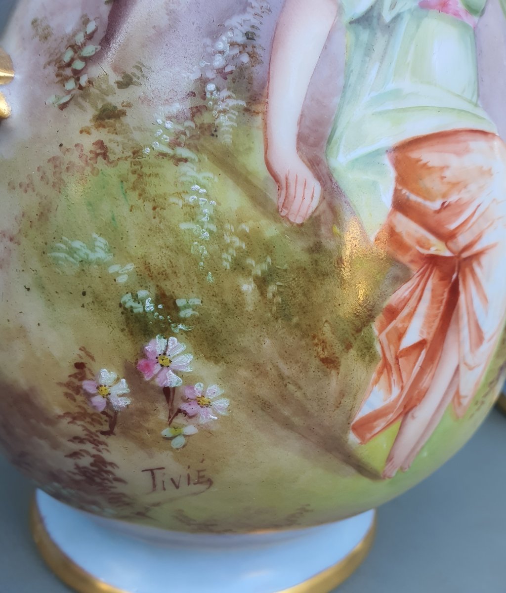 Paire de vases porcelaine XIX siècle -photo-5
