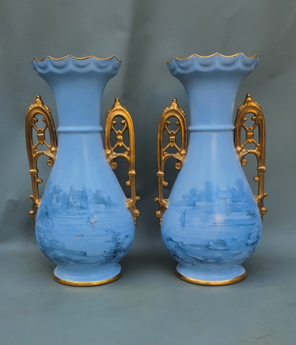 Paire de vases porcelaine XIX siècle -photo-6