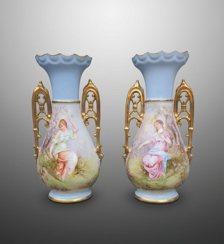 Paire de vases porcelaine XIX siècle 
