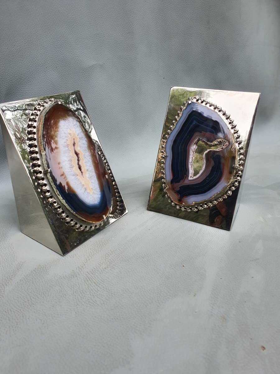 Agate Bookends: Inspired By Maria Pergay And Willy Daro.-photo-2