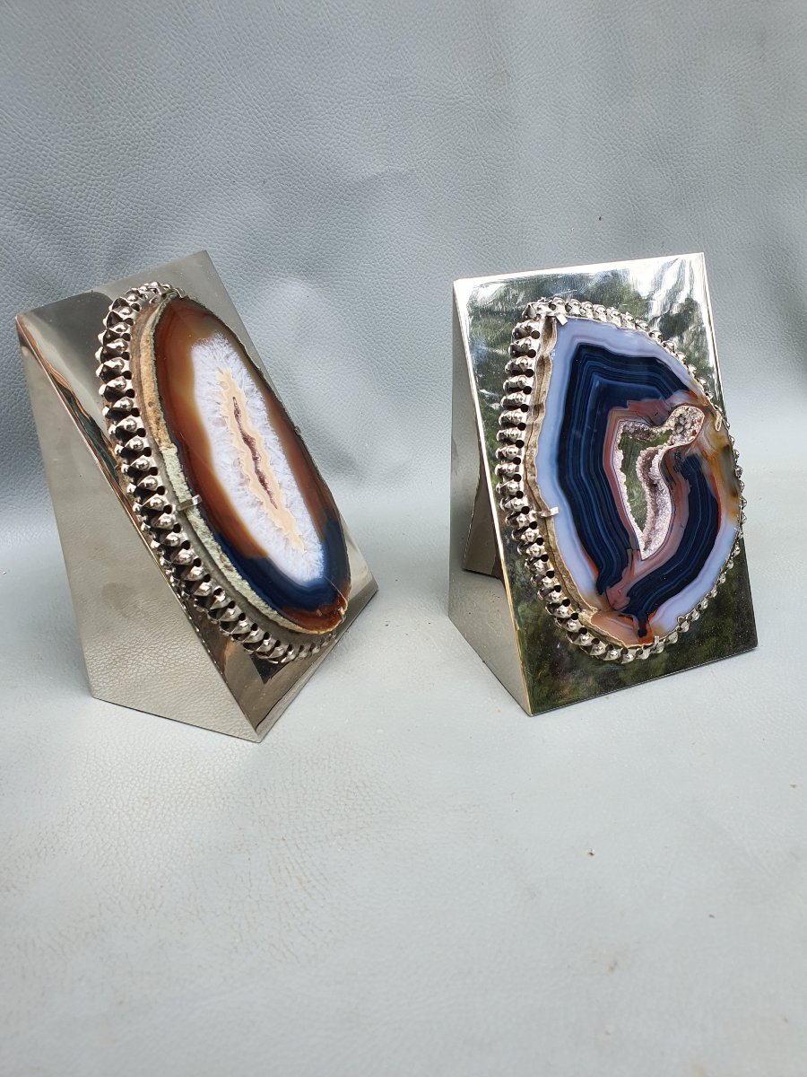 Agate Bookends: Inspired By Maria Pergay And Willy Daro.-photo-3