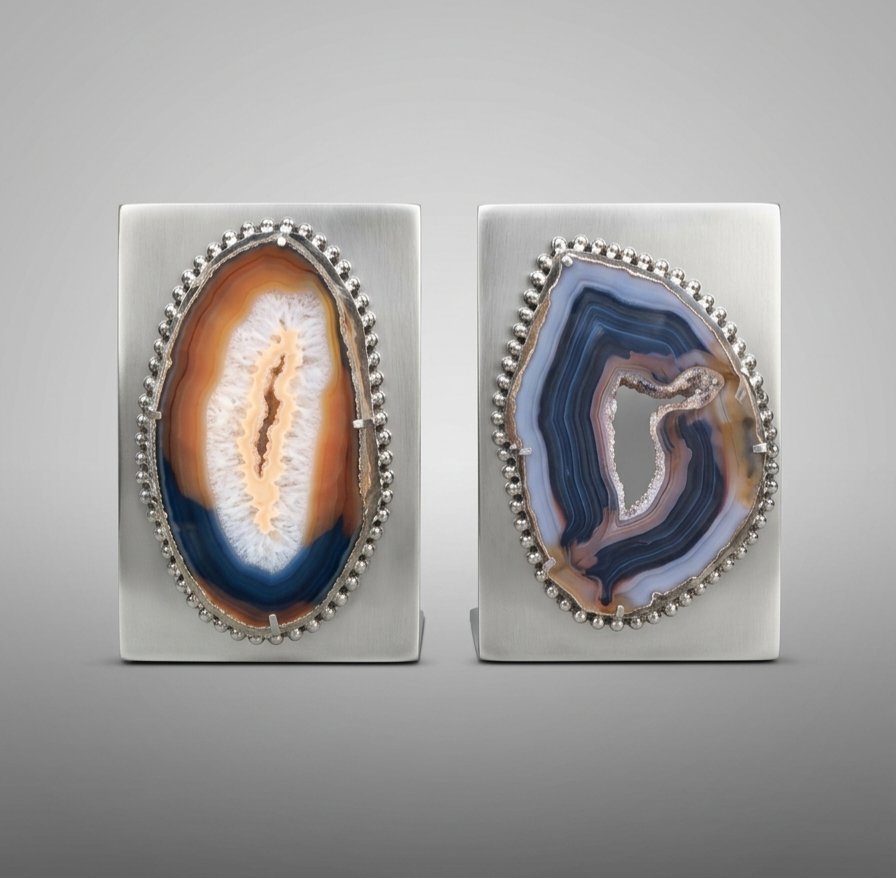 Agate Bookends: Inspired By Maria Pergay And Willy Daro.-photo-4