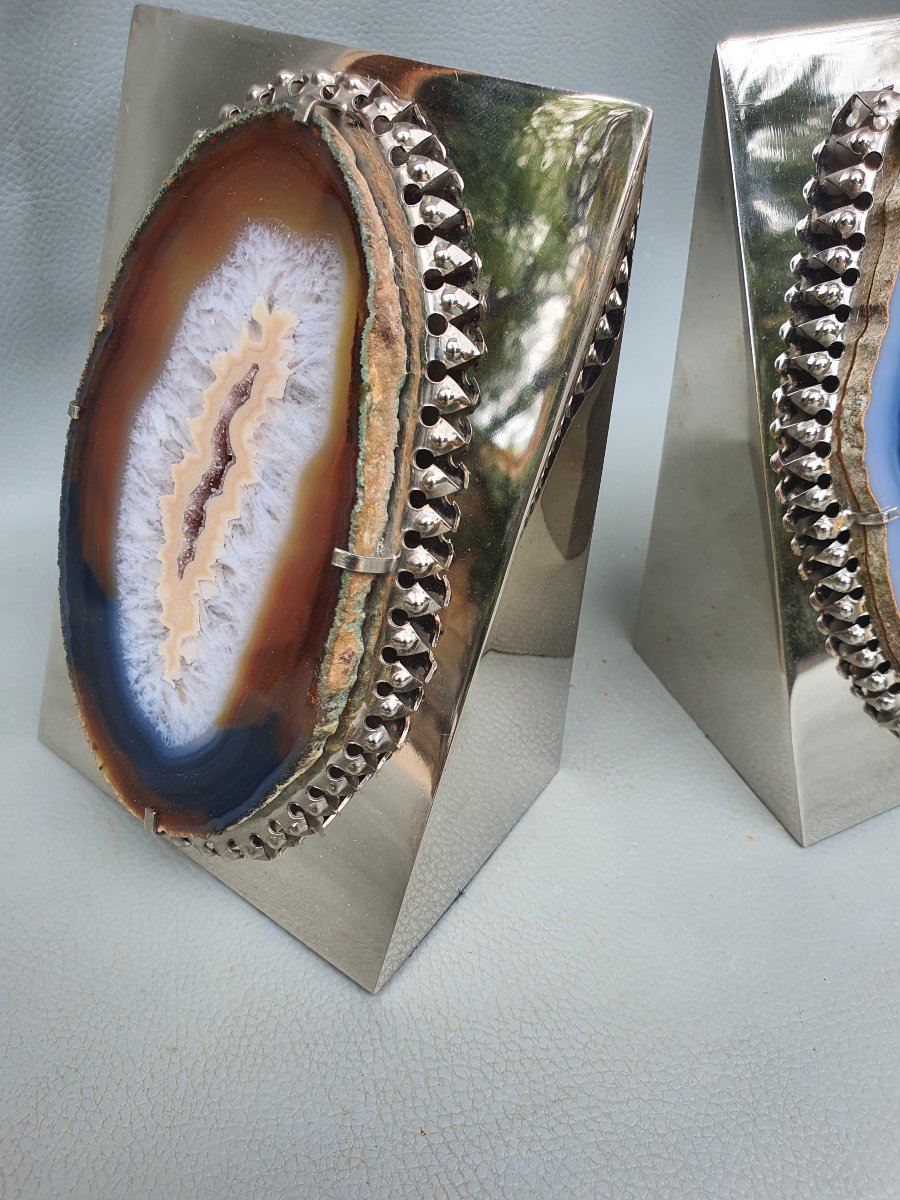 Agate Bookends: Inspired By Maria Pergay And Willy Daro.-photo-1