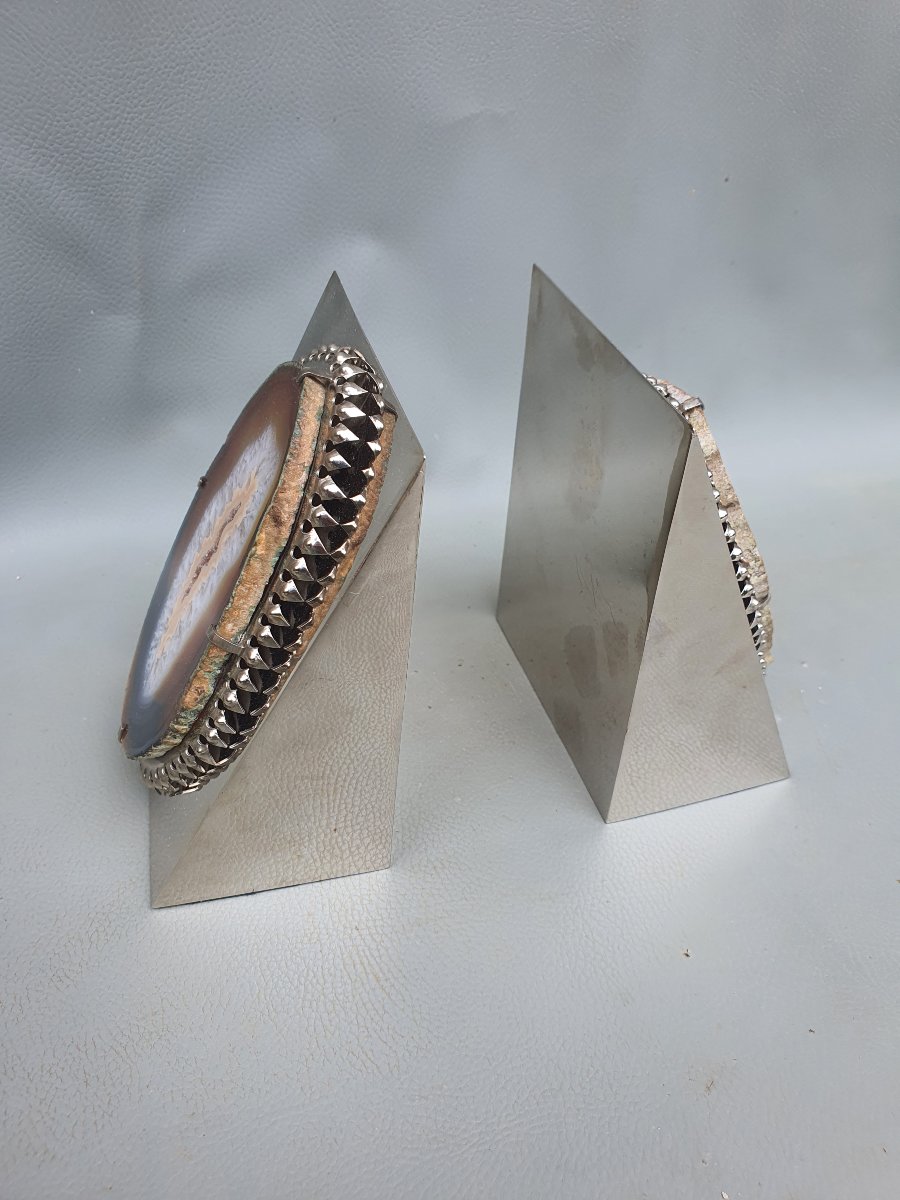 Agate Bookends: Inspired By Maria Pergay And Willy Daro.-photo-3