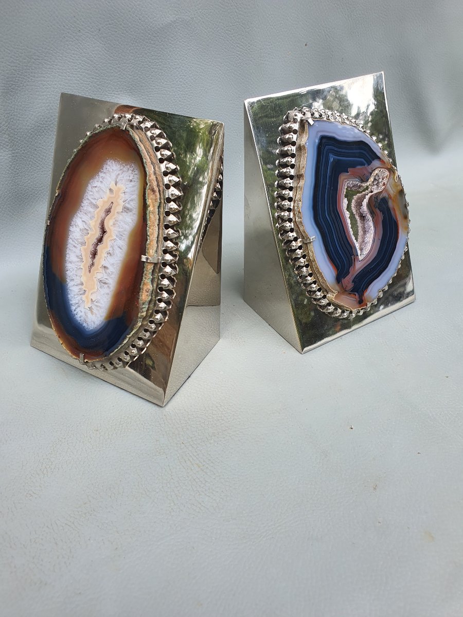 Agate Bookends: Inspired By Maria Pergay And Willy Daro.-photo-4