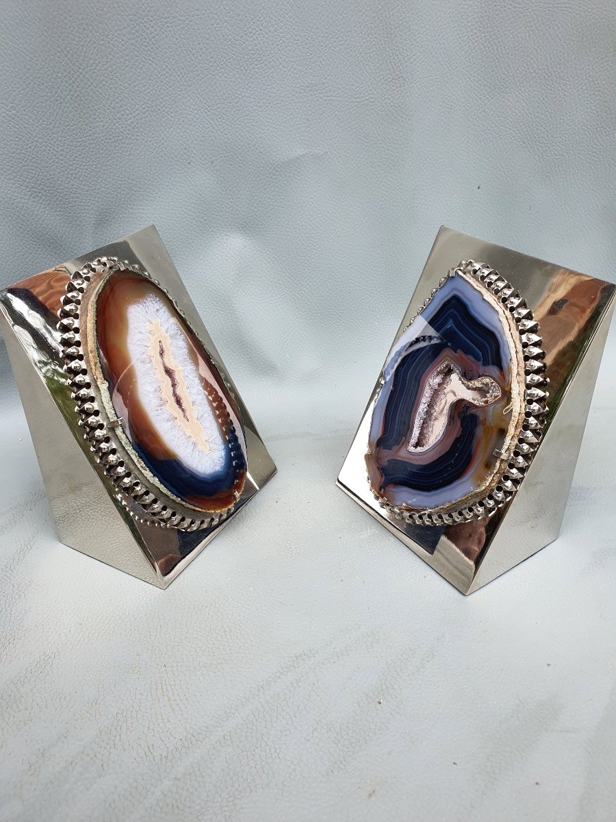 Agate Bookends: Inspired By Maria Pergay And Willy Daro.