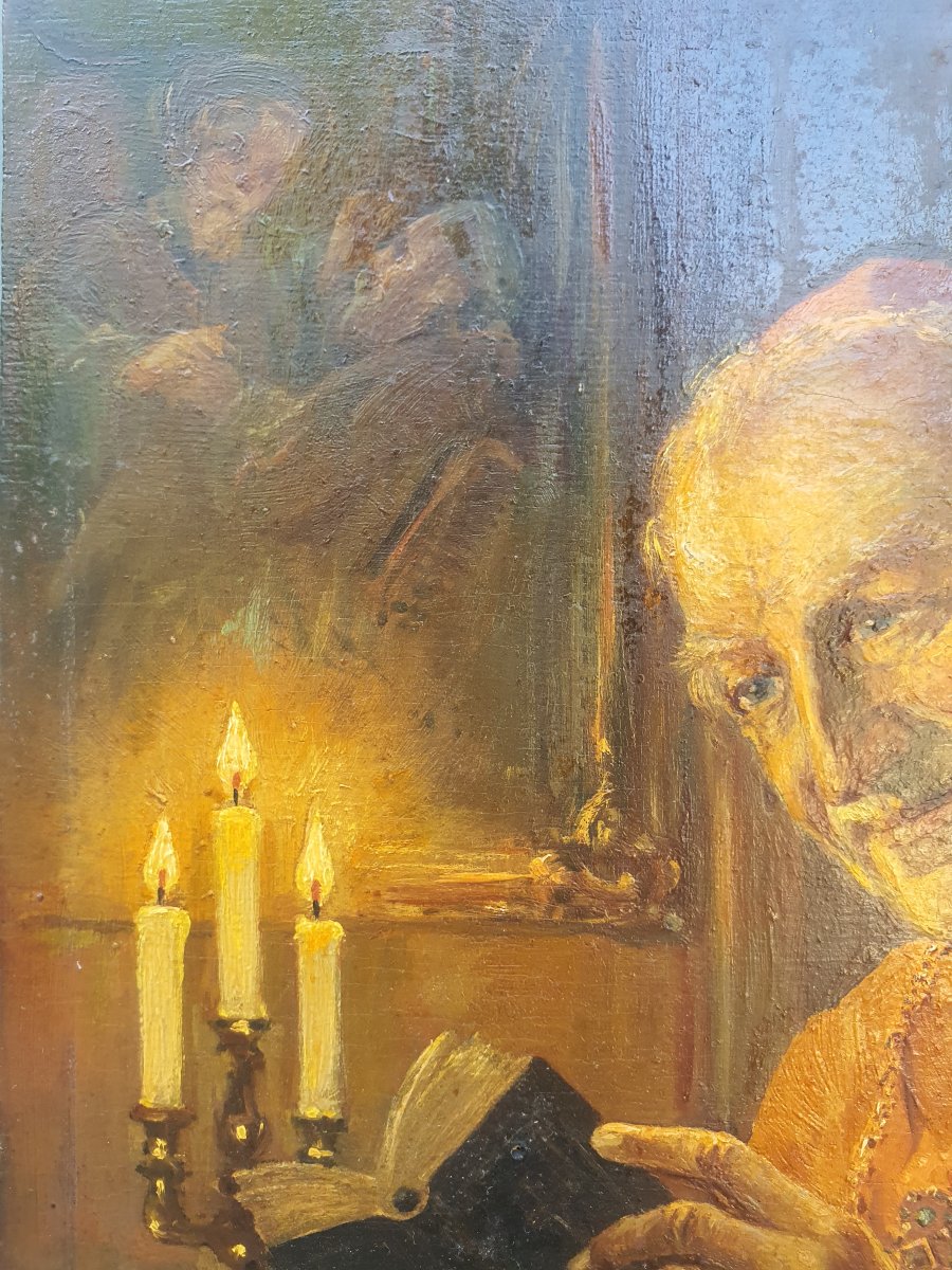 Tableau sujet ecclésiastique évêque, esprit Otto Kirchner.-photo-4