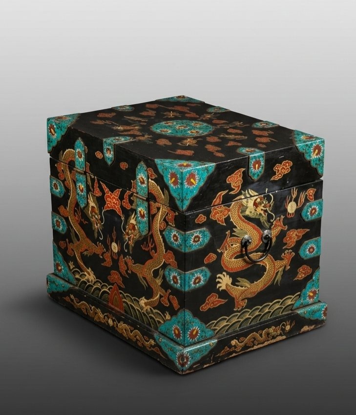 Chinese Chest With Dragon Design. 