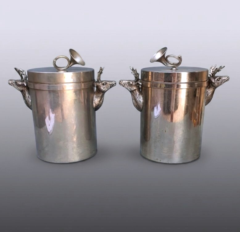 Pair Of Ice Buckets Or Bottle Holders, Hunting, Gabriella Crespi, Christian Dior