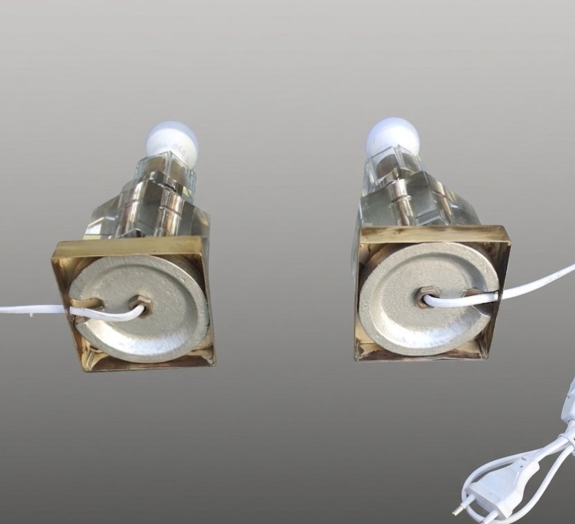 Paire de lampes modernistes dans le goût Jacques Adnet-photo-3