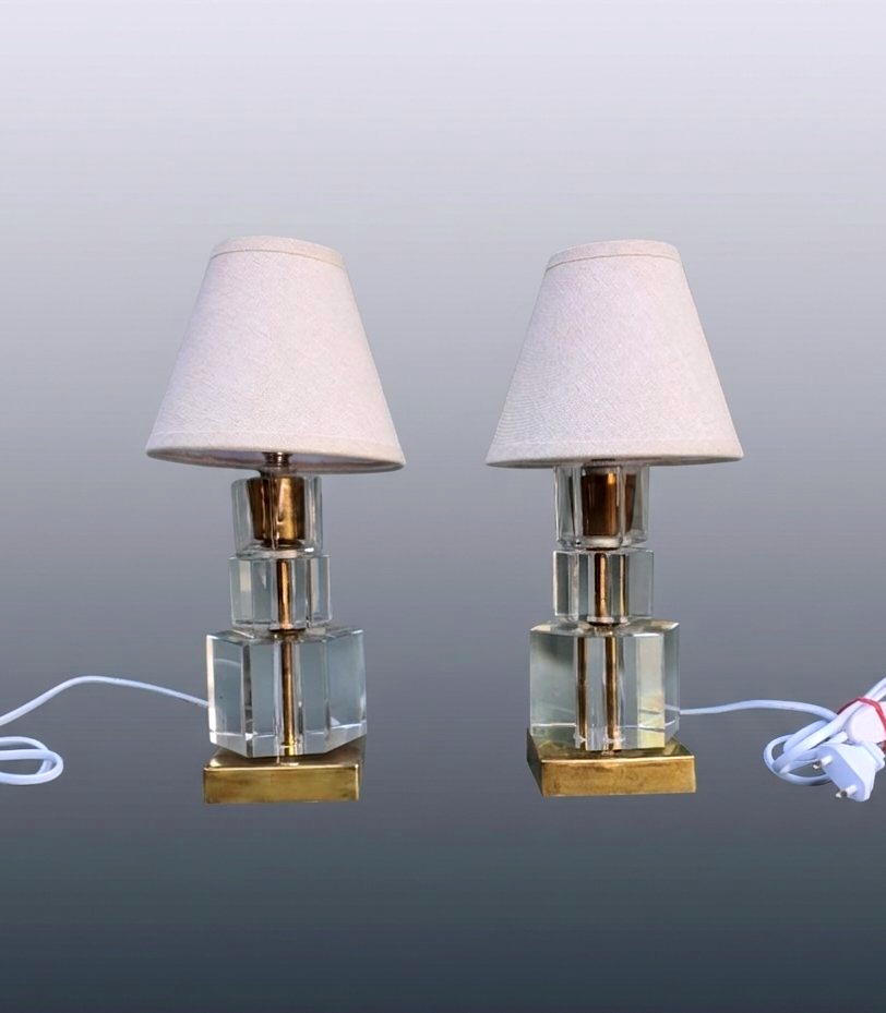 Paire de lampes modernistes dans le goût Jacques Adnet-photo-2