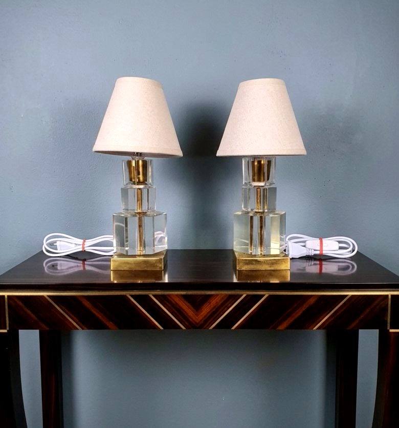 Paire de lampes modernistes dans le goût Jacques Adnet