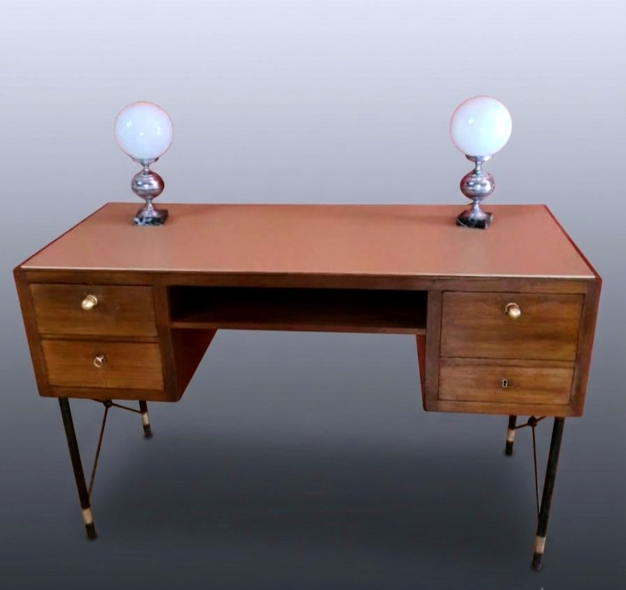 Bureau vintage de milieu école Jacques Adnet -photo-2