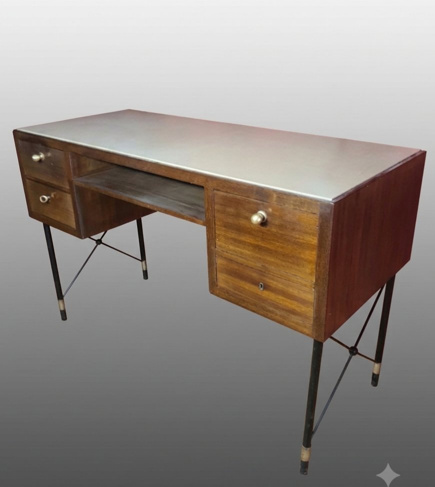 Bureau vintage de milieu école Jacques Adnet -photo-4