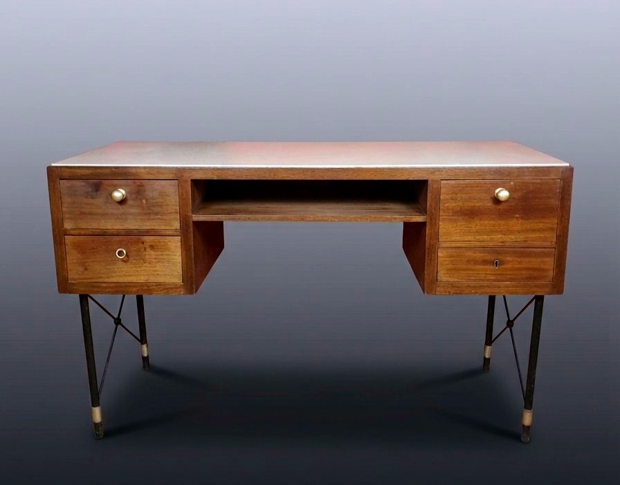 Bureau vintage de milieu école Jacques Adnet 