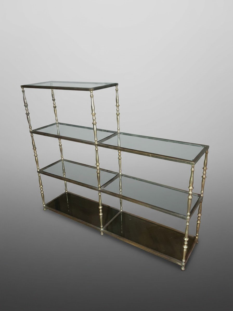 Vintage Bronze Mid-century Shelf, Bagues-style-photo-3
