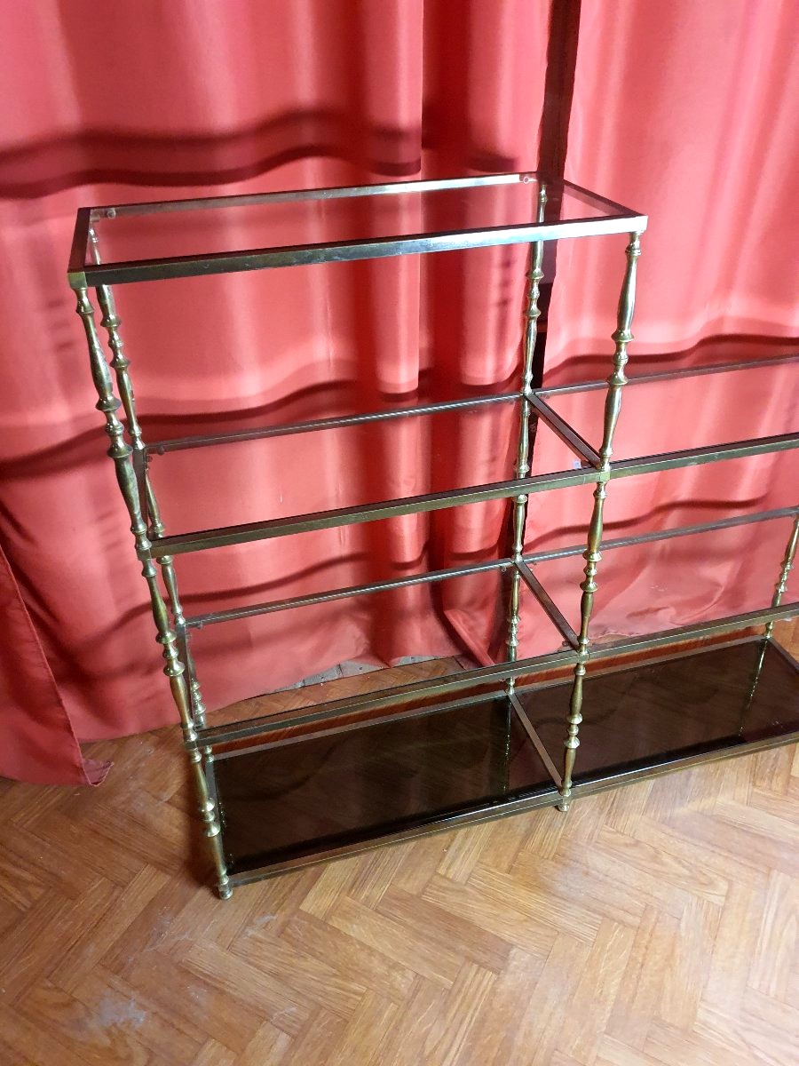 Vintage Bronze Mid-century Shelf, Bagues-style-photo-4