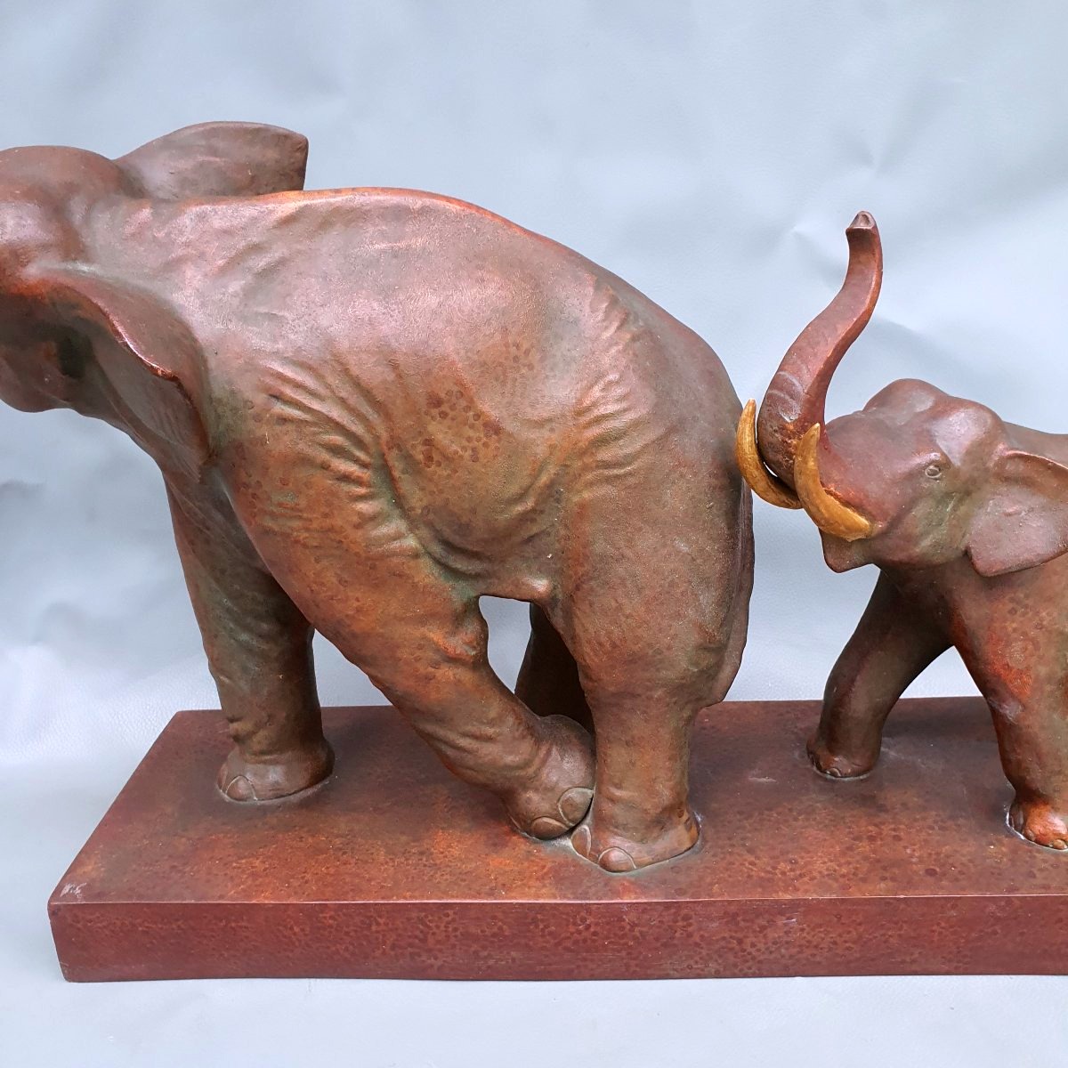 Terracotta Elephant Sculpture, Art Deco -photo-5