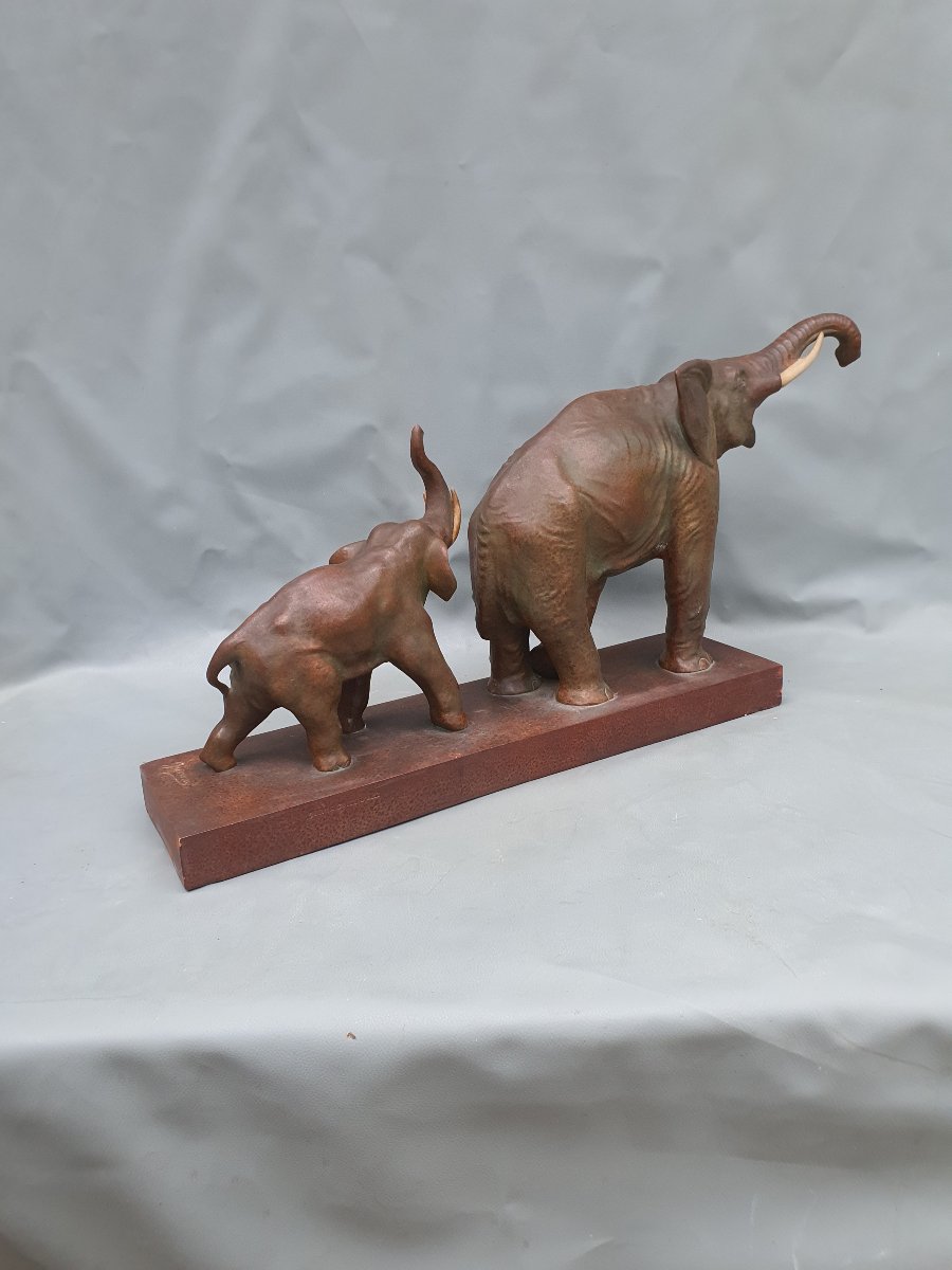Terracotta Elephant Sculpture, Art Deco -photo-6