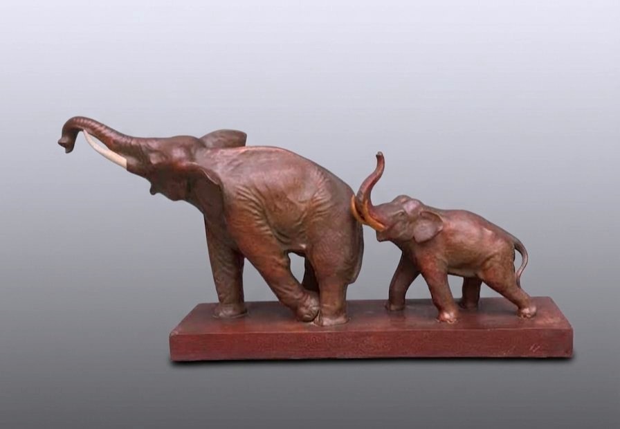 Terracotta Elephant Sculpture, Art Deco 