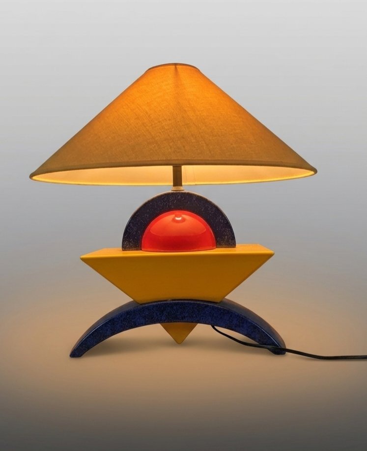 Cubist Lamp By François Chatain, Memphis Style