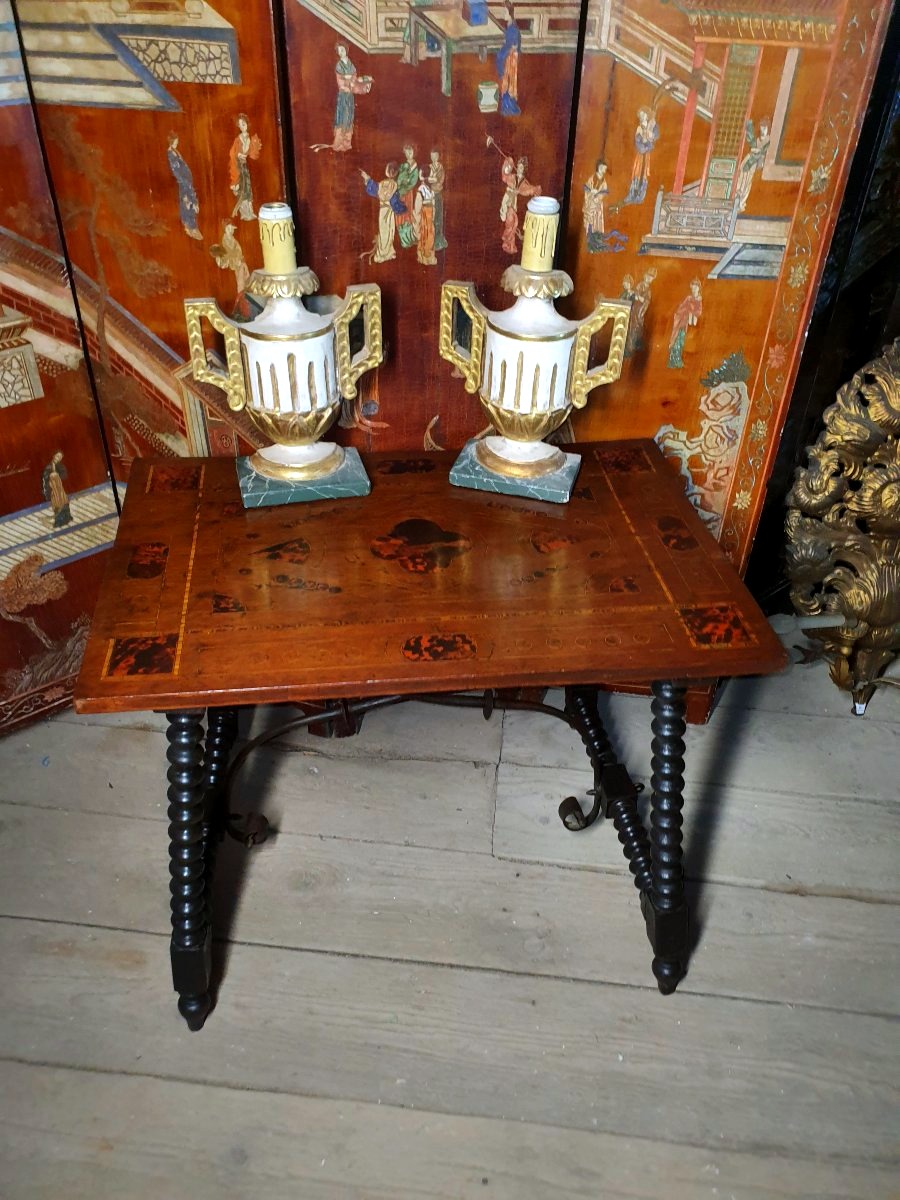 Walnut Table With Marquetry, Italy And Spain-photo-4