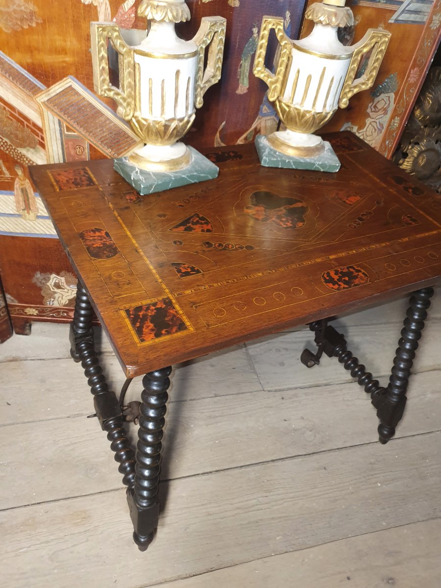 Walnut Table With Marquetry, Italy And Spain-photo-1