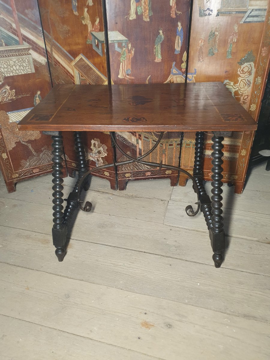 Walnut Table With Marquetry, Italy And Spain-photo-3