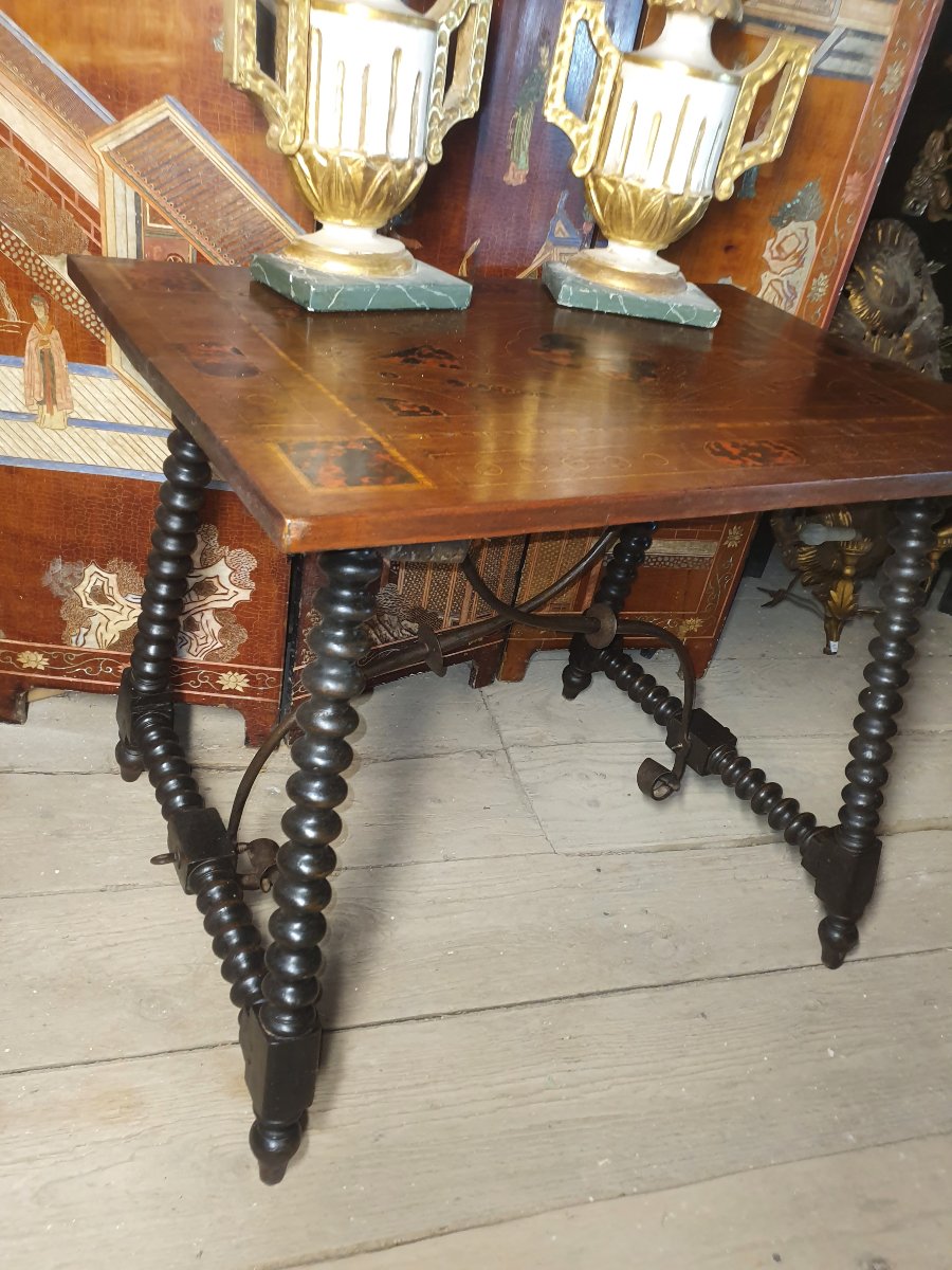Walnut Table With Marquetry, Italy And Spain-photo-4